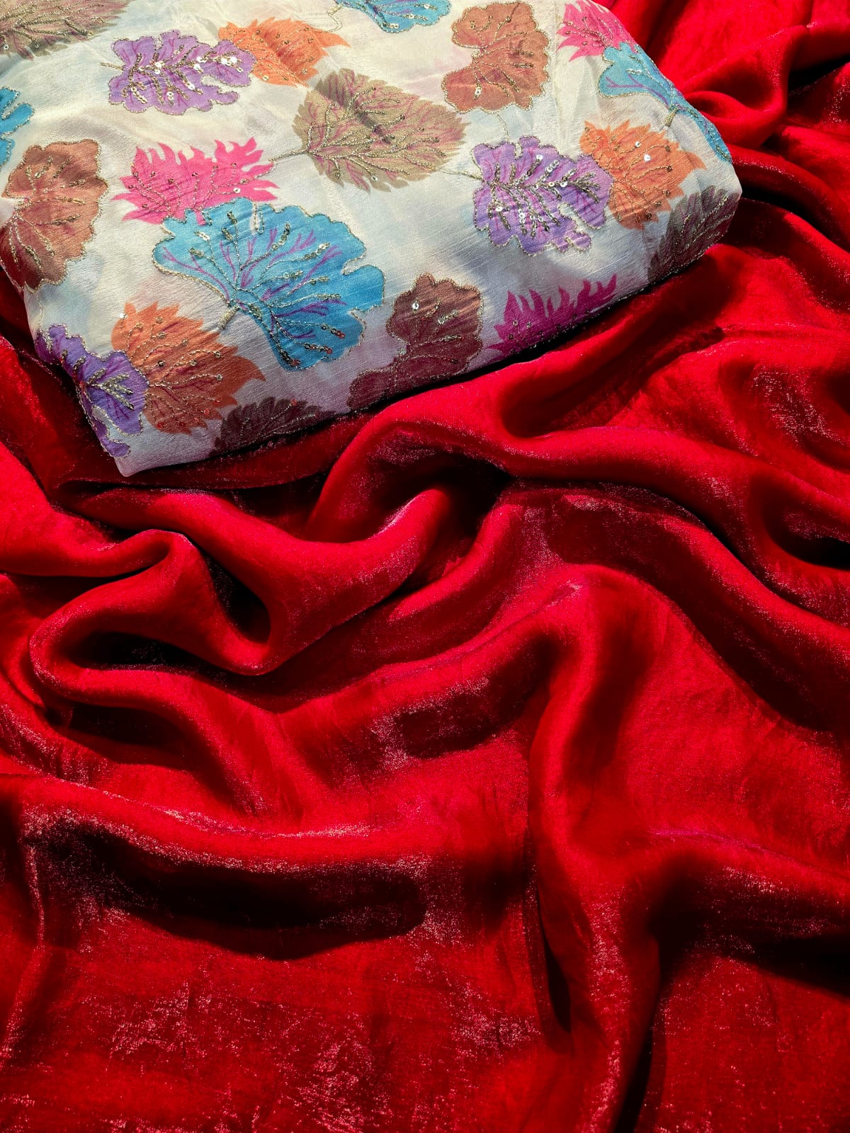 Space Silk saree with Embroidery work blouse