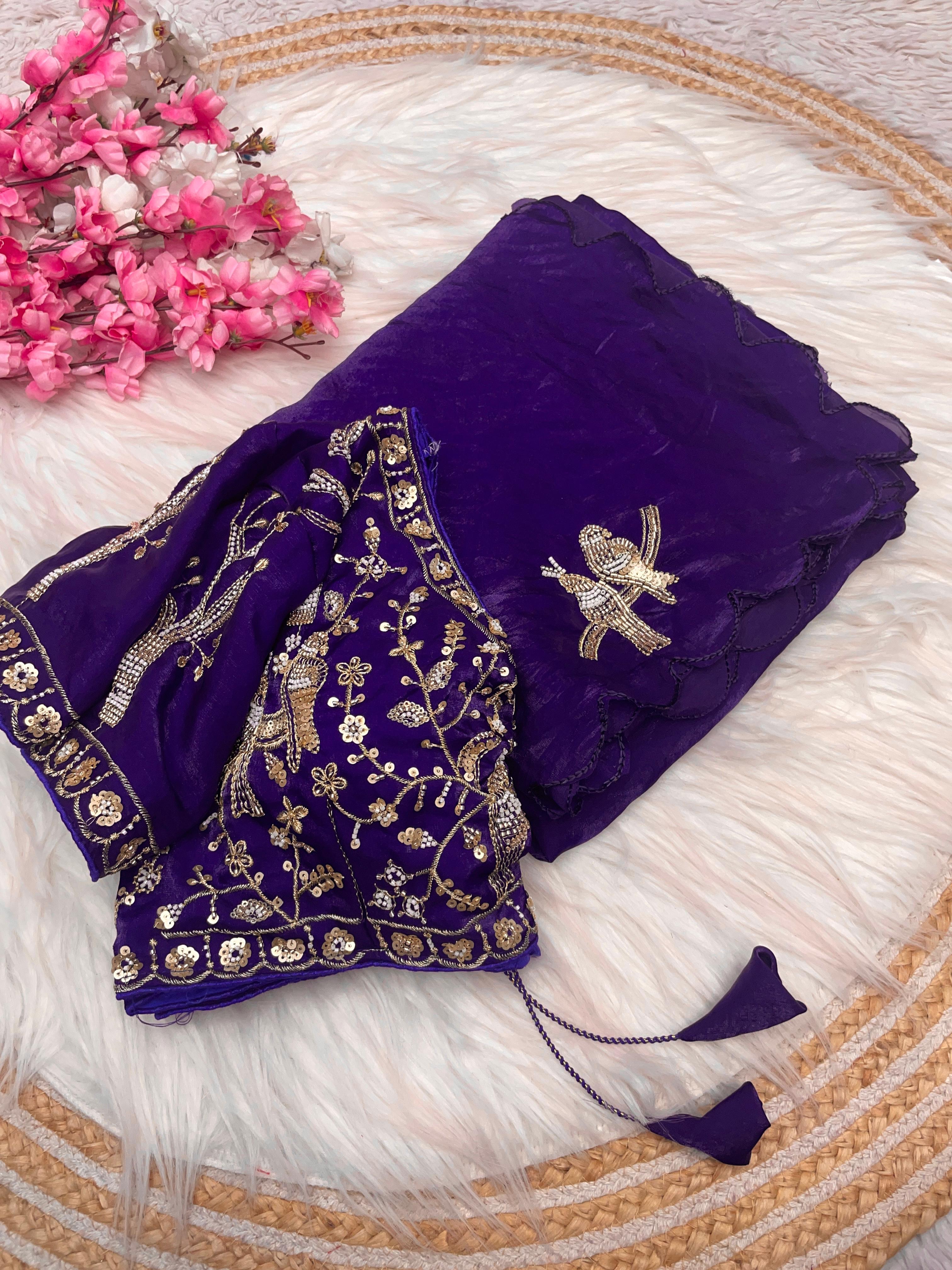 Designer work saree with Stitched Blouse