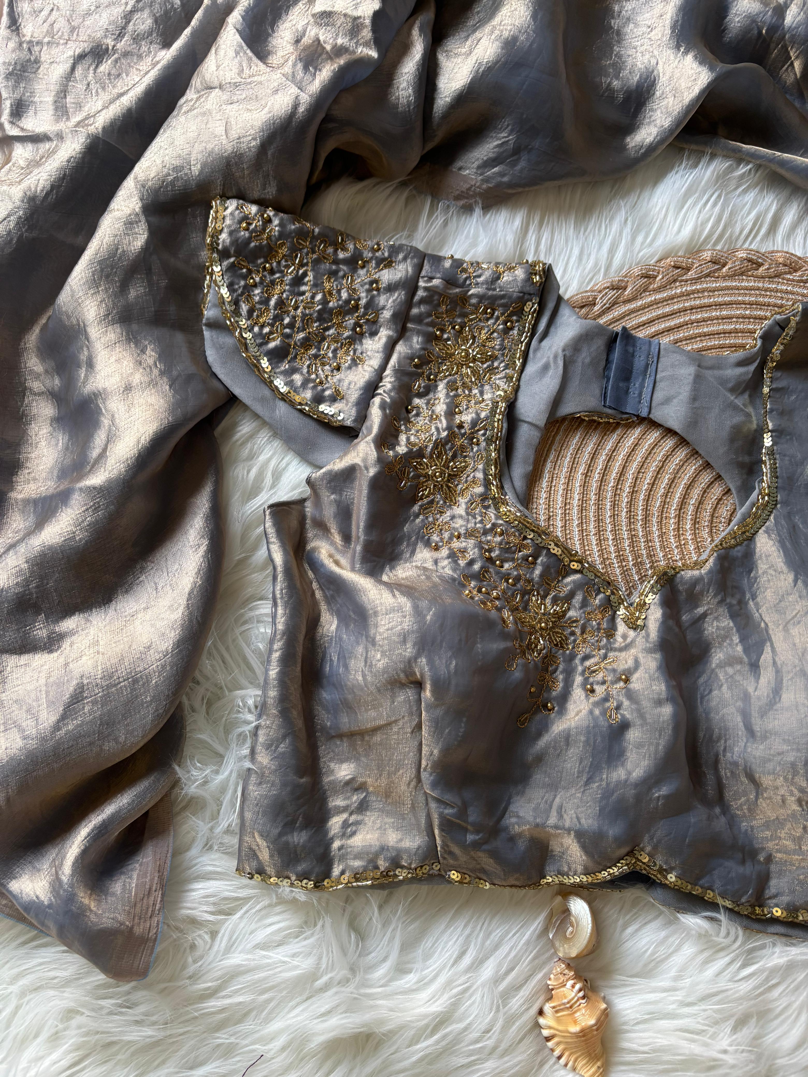 Space Silk Maggam work Saree ✨