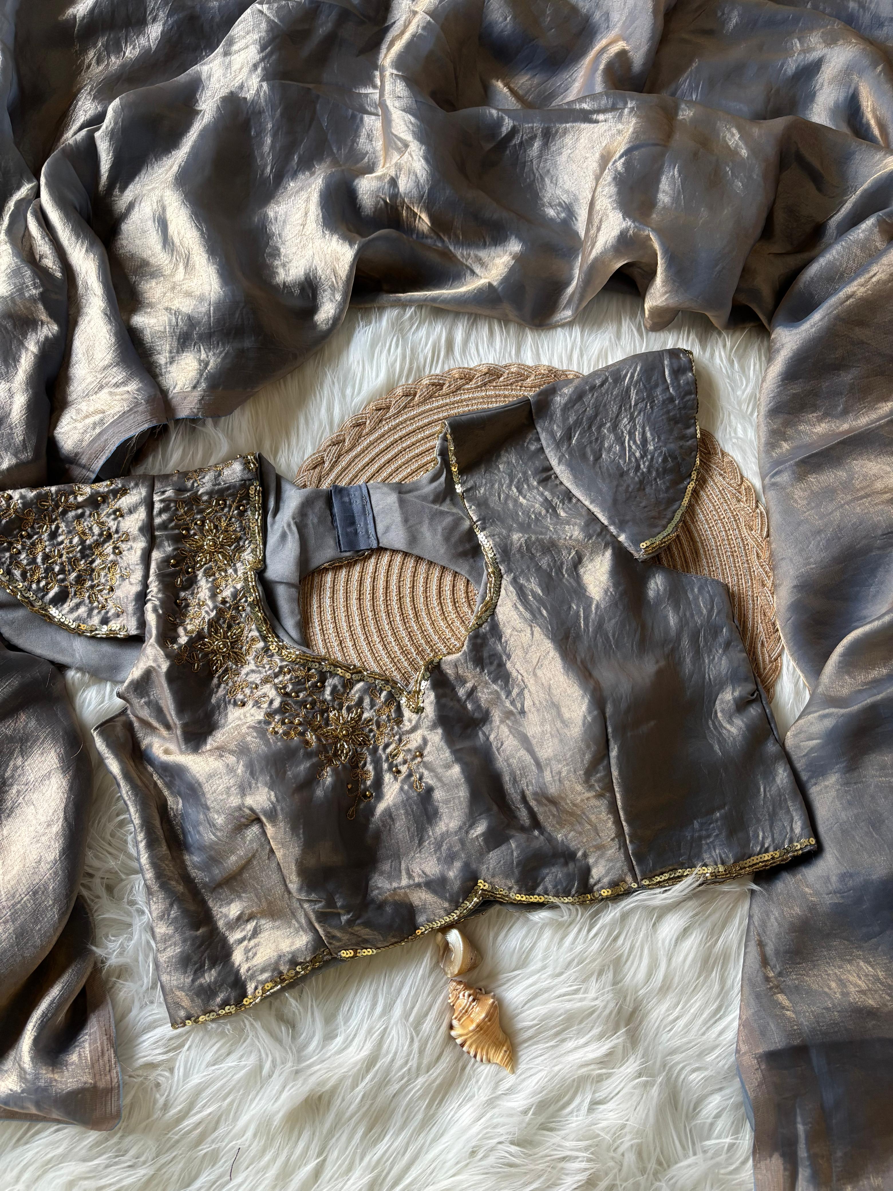 Space Silk Maggam work Saree ✨