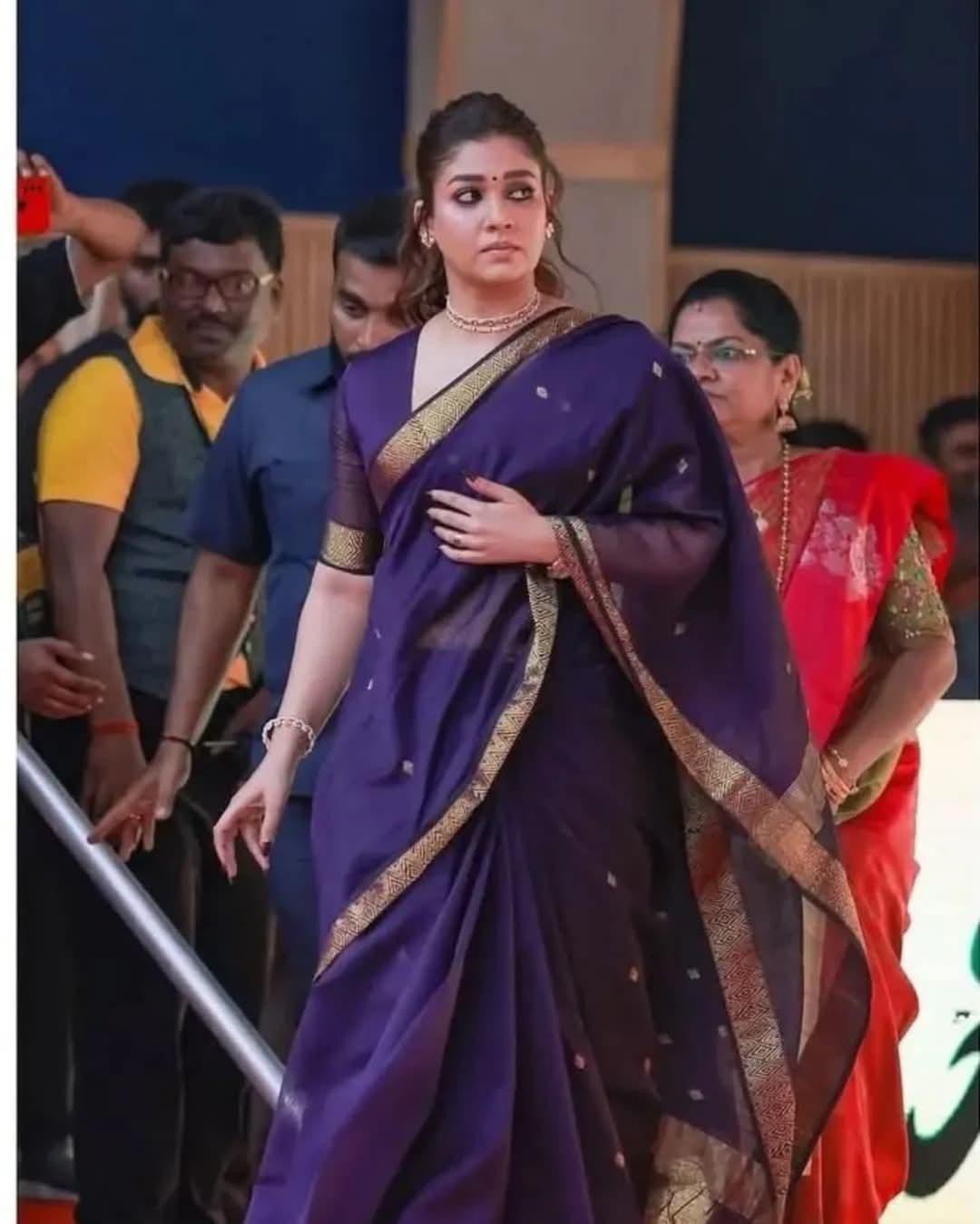 Nayantara Inspired Maheshwari cotton silk saree 💜