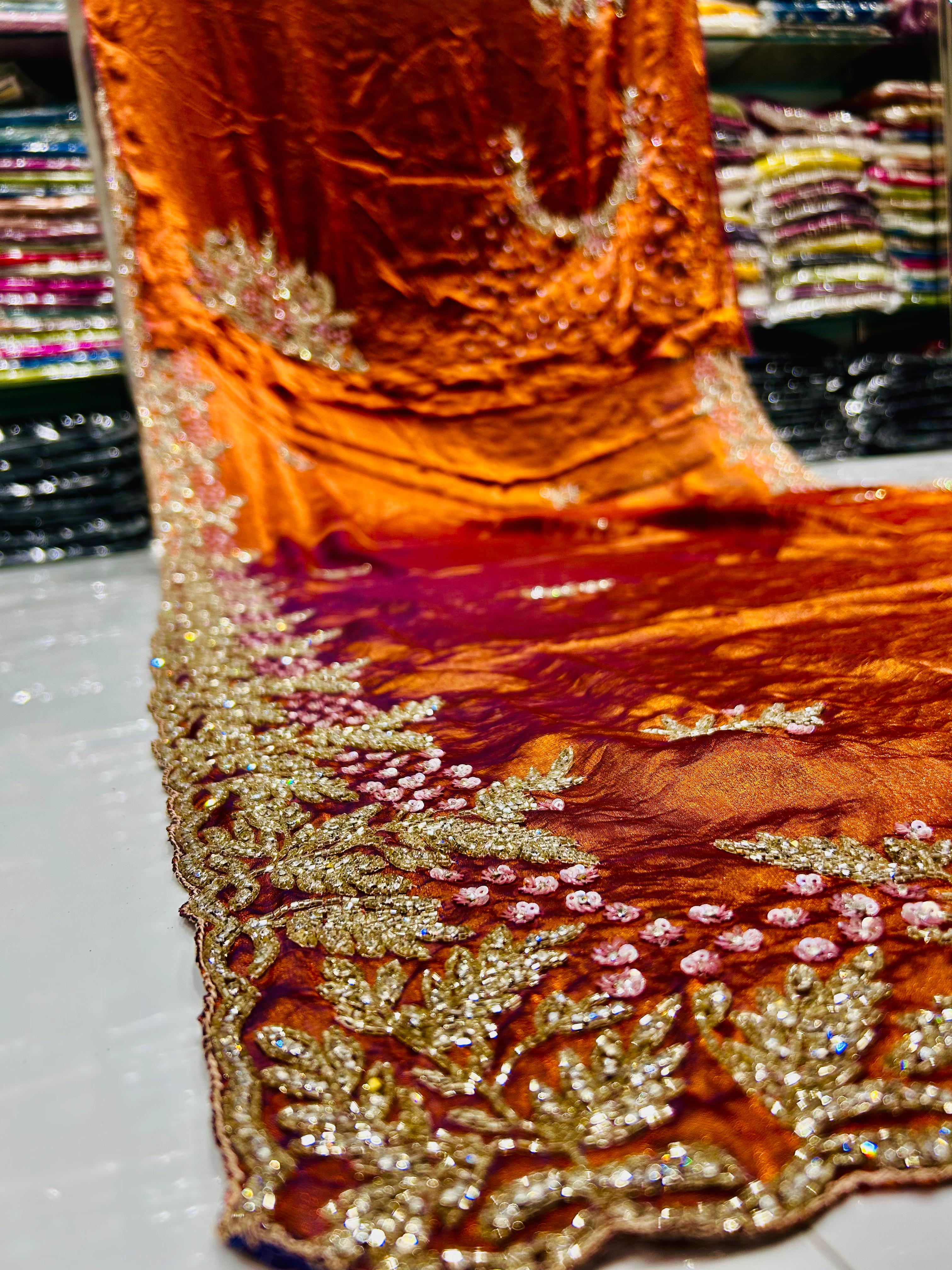 Fendy silk Designer Handwork Saree ✨