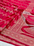 Pure Banarasi Mashru Silk Handloom Saree (Pink)