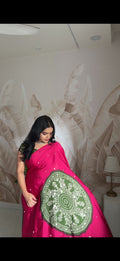 Modal Silk mirror work saree ✨