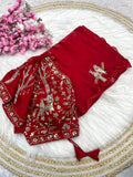 Designer work saree with Stitched Blouse ♥️