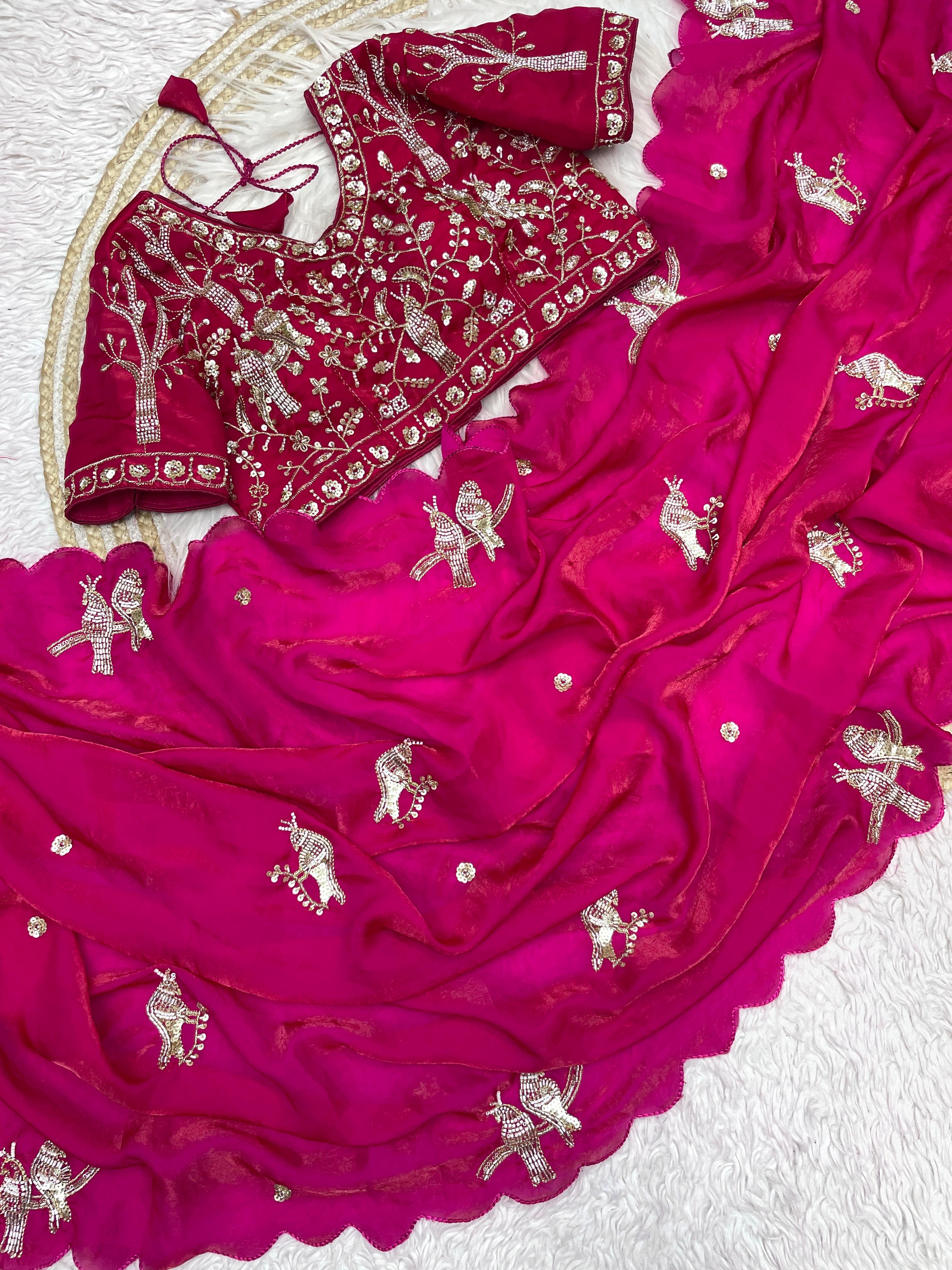 Designer work saree with Stitched Blouse