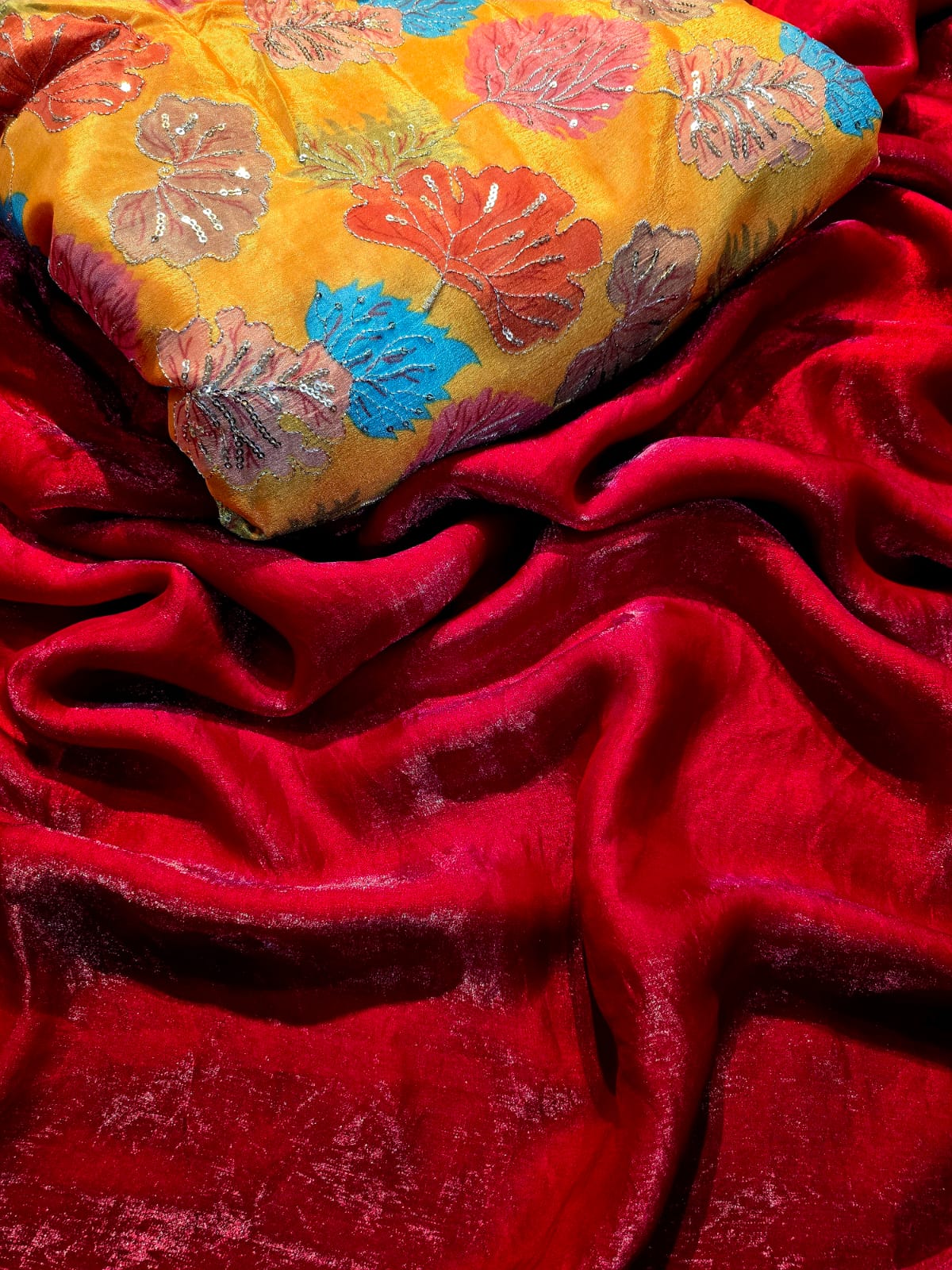 Space Silk saree with Embroidery work blouse