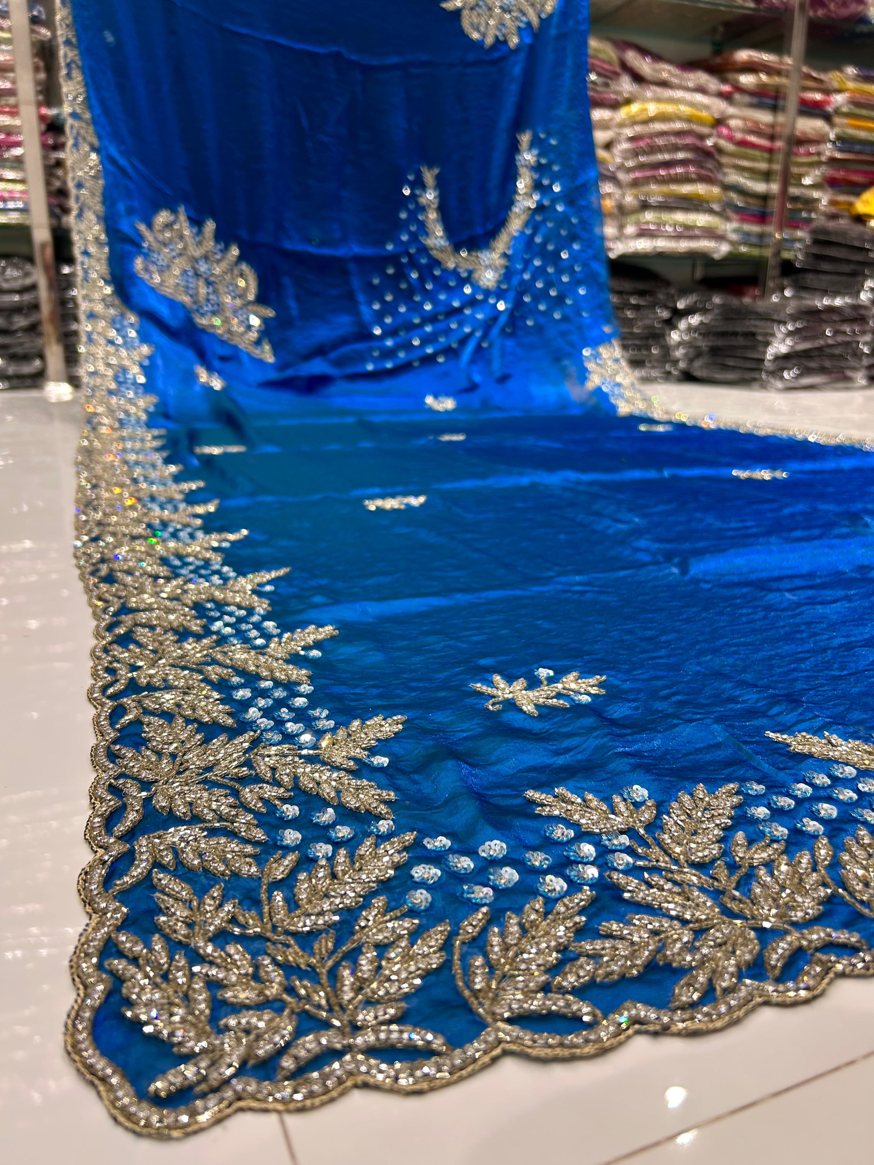 Fendy silk Designer Handwork Saree ✨