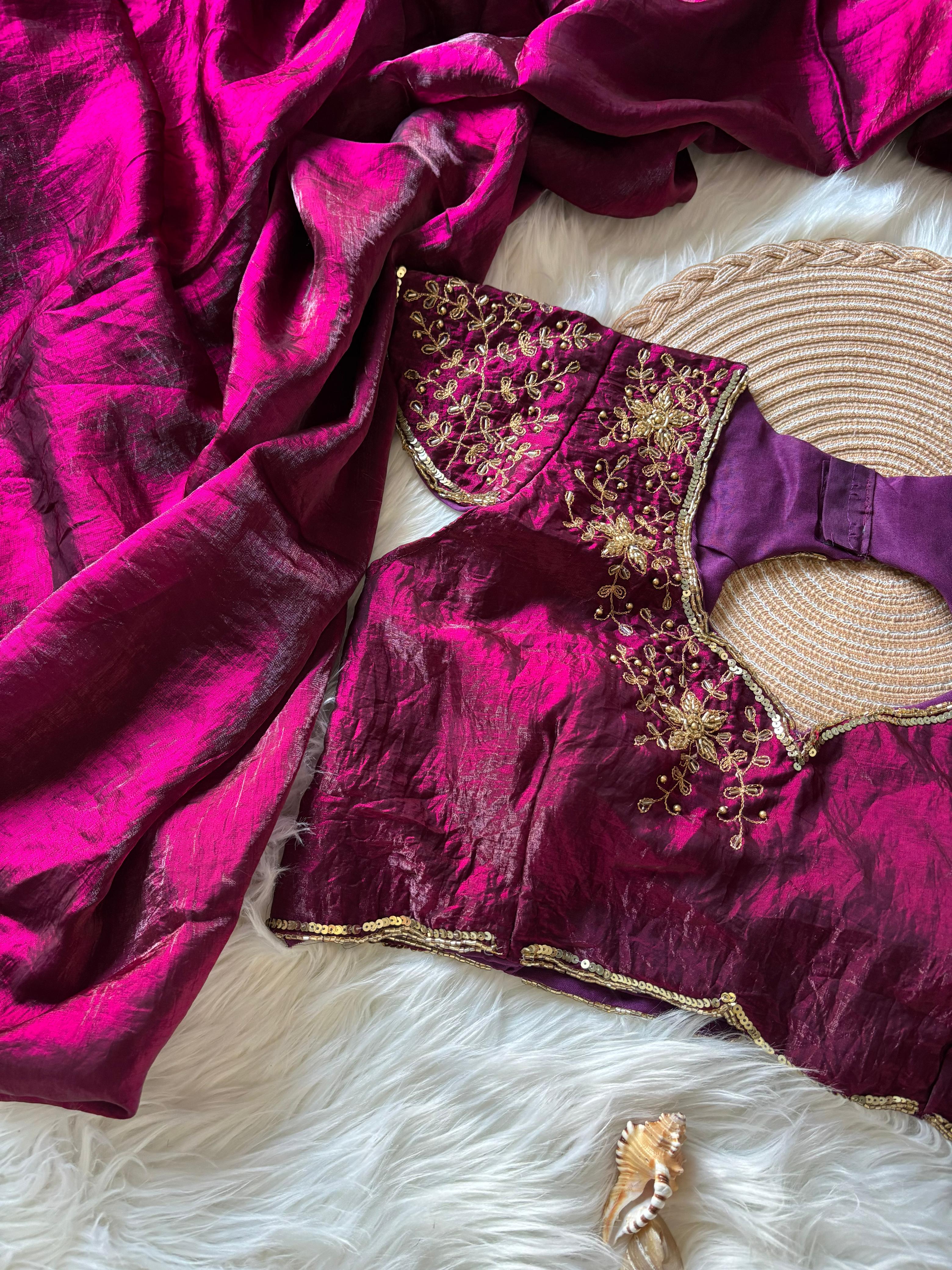Space Silk Maggam work Saree ✨
