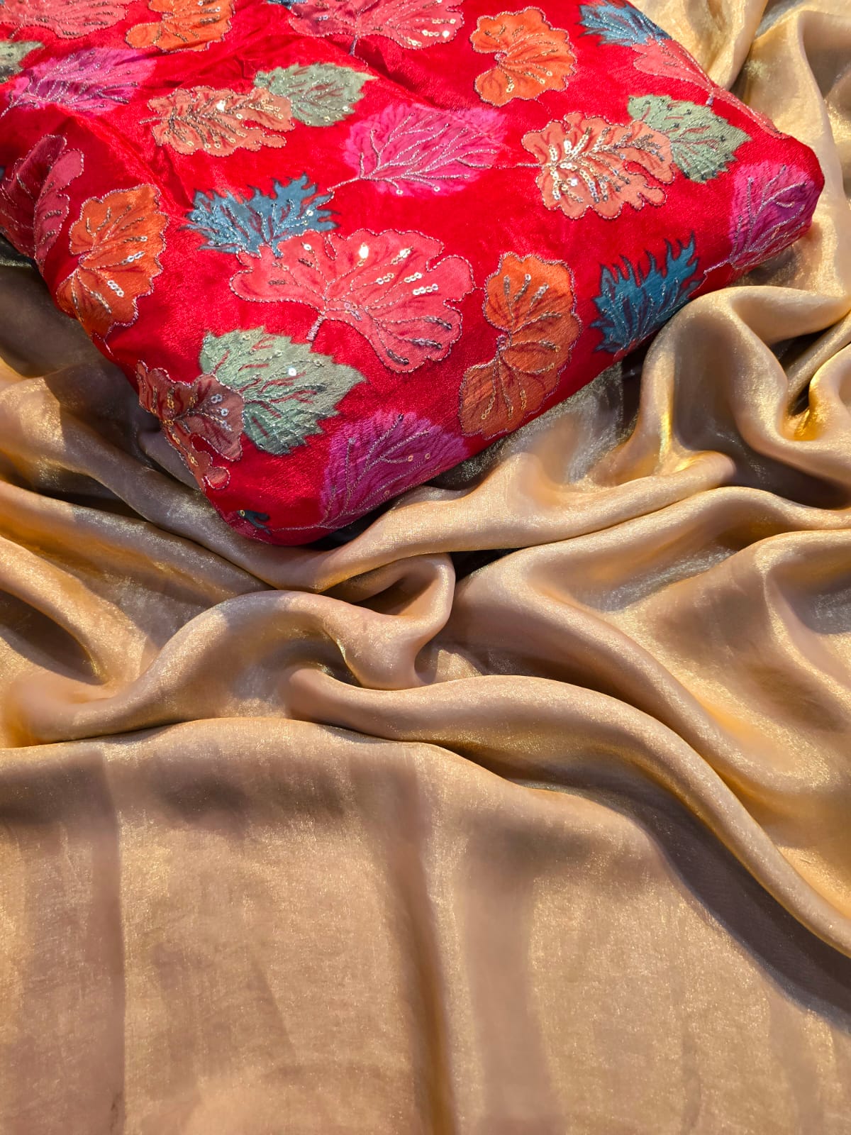 Space Silk saree with Embroidery work blouse