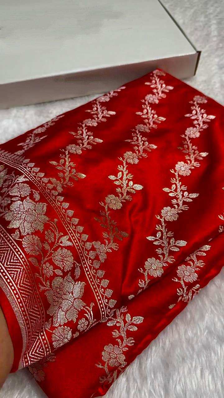 Pure Banarasi Mashru Silk Handloom Saree ✨